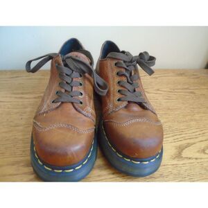 Dr. Martens 8651 Y2K Platform Chunky Oxford Shoes in Brown Leather, Size 8